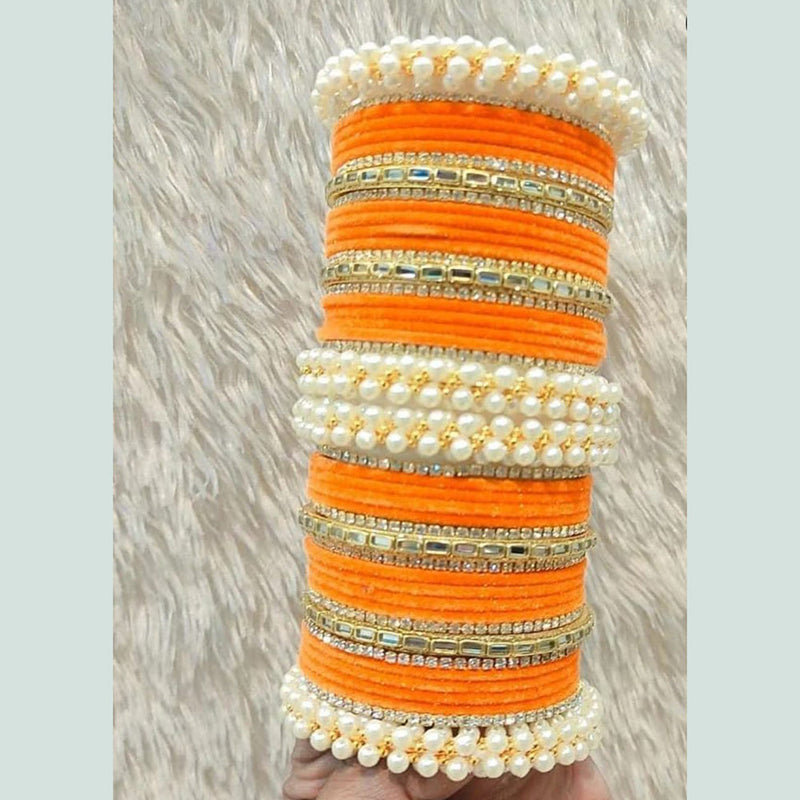 Manisha Jewellery Pearl And Velvet Bangles Set