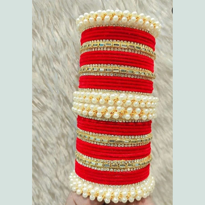 Manisha Jewellery Pearl And Velvet Bangles Set