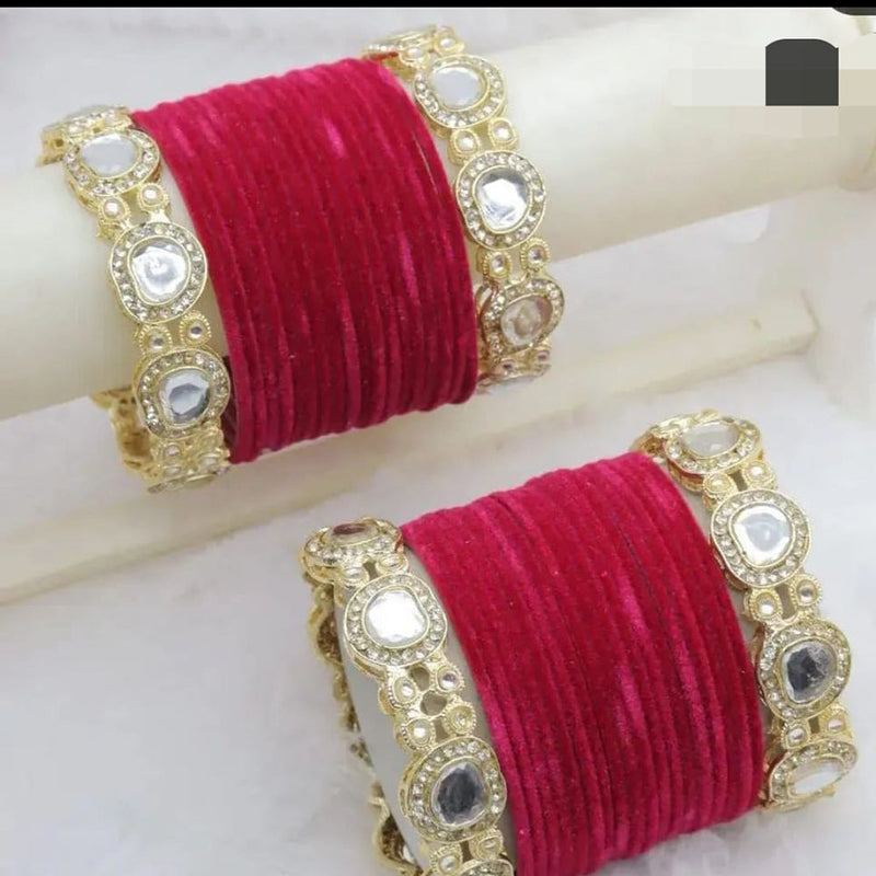 Manisha Jewellery Crystal Stone Velvet Bangles Set