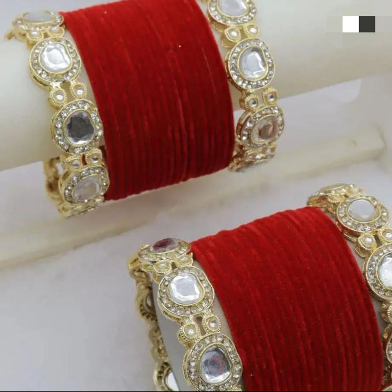 Manisha Jewellery Crystal Stone Velvet Bangles Set