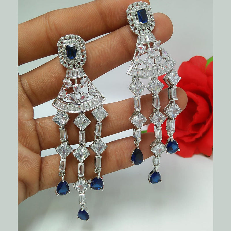 Manisha Jewellery Silver Plated AD Dangler Earrings