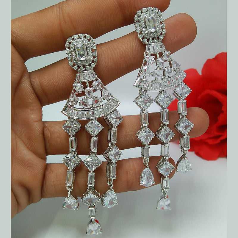 Manisha Jewellery Silver Plated AD Dangler Earrings