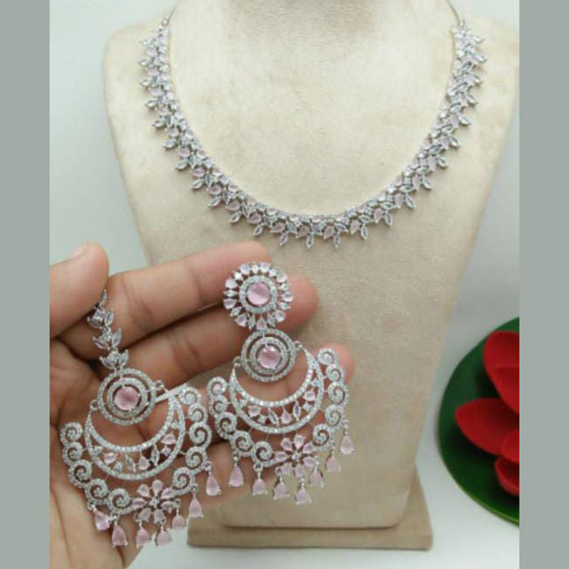 Manisha Jewellery Silver Plated AD Necklace Set