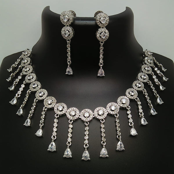 Manisha Jewellery Silver Plated AD Necklace Set