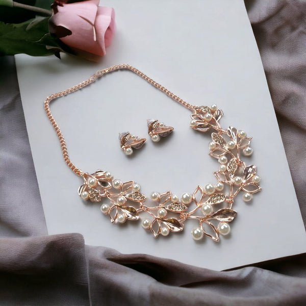 Manisha Jewellery Rose Gold Plated Pearl Necklace Set