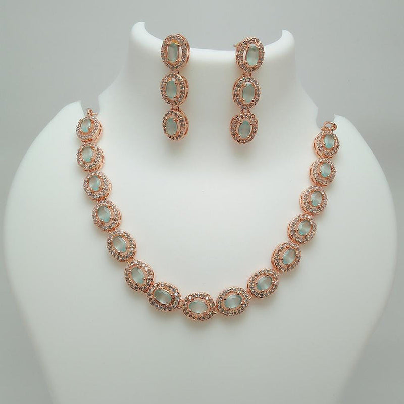 Manisha Jewellery Rose Gold Plated AD Necklace Set