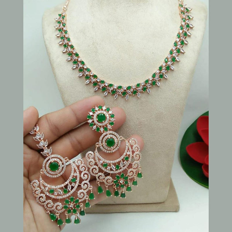 Manisha Jewellery Rose Gold Plated AD Necklace Set