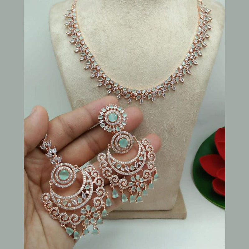 Manisha Jewellery Rose Gold Plated AD Necklace Set