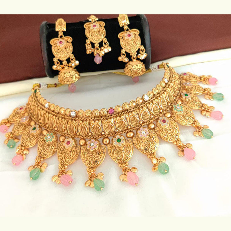 Manisha Jewellery Gold Plated Pota Stone Choker Necklace Set