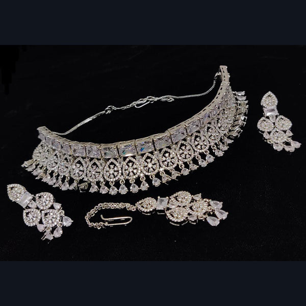 Manisha Jewellery Silver Plated AD Necklace Set