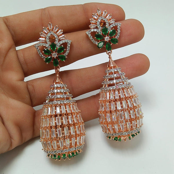 Silver Colour American Diamond Jhumka - Sheetal Kart