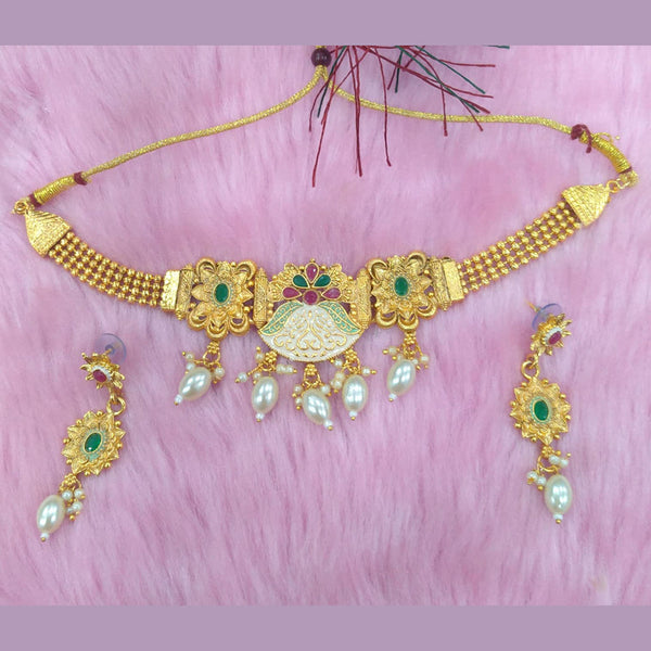 Manisha Jewellery Gold Plated Pota Choker Necklace Set