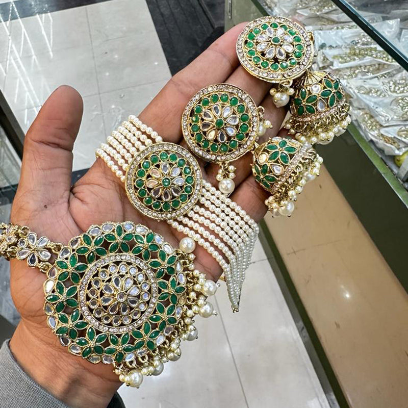 Manisha Jewellery Gold Plated Mirror Choker Necklace Set