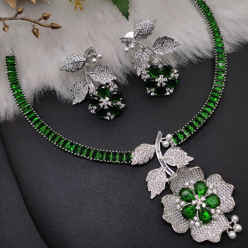 Manisha Jewellery Silver Plated AD Necklace Set