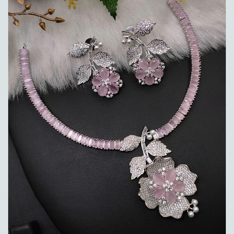 Manisha Jewellery Silver Plated AD Necklace Set