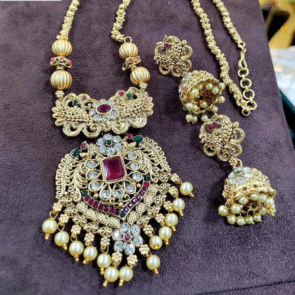 Manisha Jewellery Gold Plated Austrian Stone Long Necklace Set