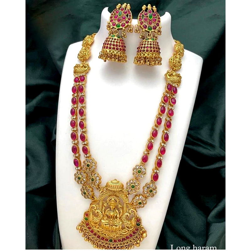 Manisha Jewellery Matte Finish Temple Long Necklace Set