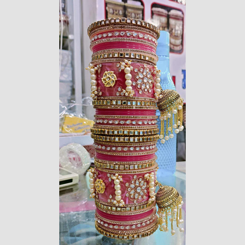 Manisha Jewellery Gold Plated Kundan And Mirror Bangles Set