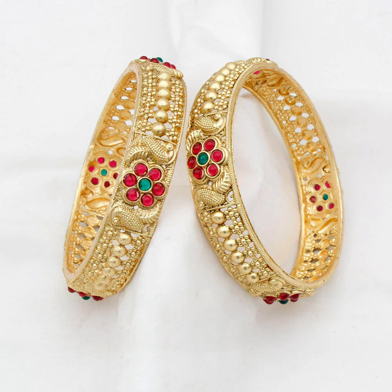 Manisha Jewellery Gold Plated Pota Stone Bangles Set