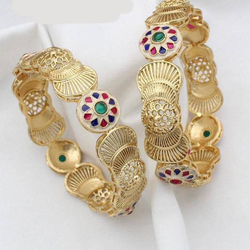 Manisha Jewellery Gold Plated Pota Stone Bangles Set