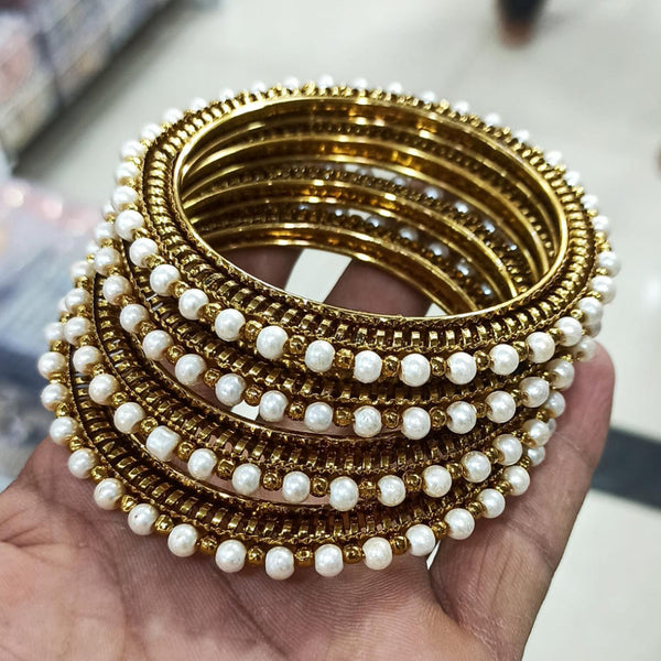 Manisha Jewellery Gold Plated Pearl Bangles Set