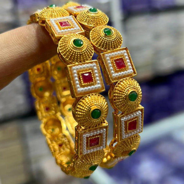 Manisha Jewellery Gold Plated Pota Stone Bangles Set