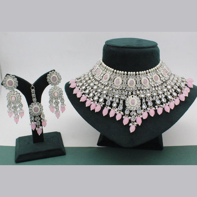 Manisha Jewellery Silver Plated Crystal Choker Necklace Set