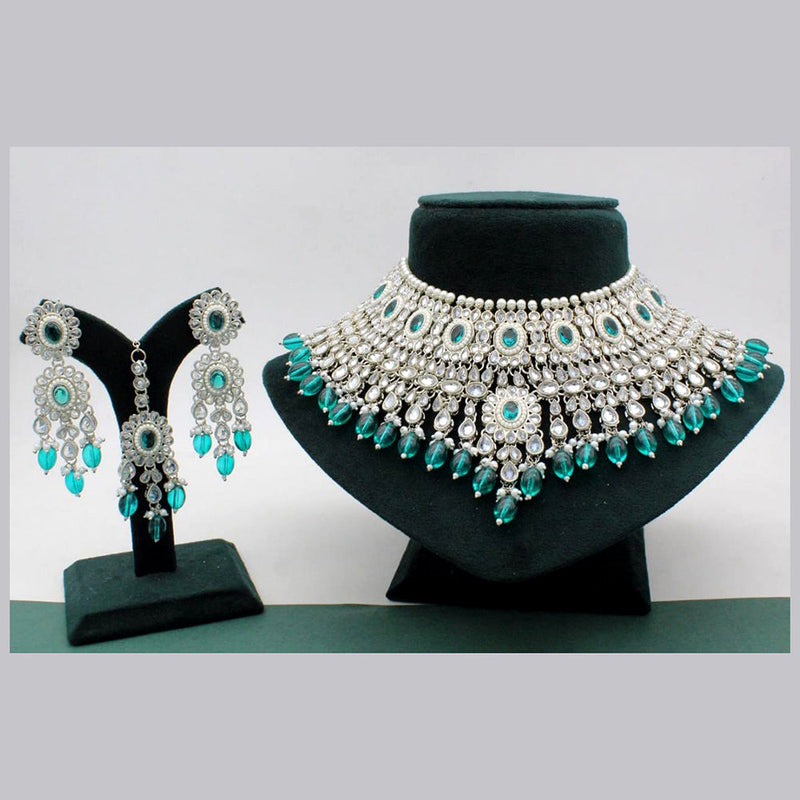 Manisha Jewellery Silver Plated Crystal Choker Necklace Set