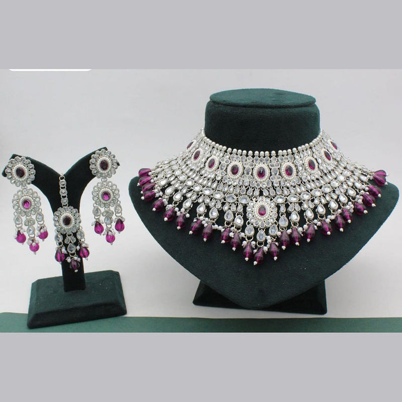 Manisha Jewellery Silver Plated Crystal Choker Necklace Set