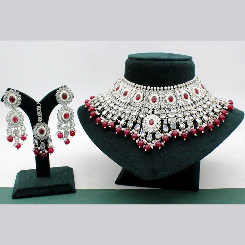 Manisha Jewellery Silver Plated Crystal Choker Necklace Set