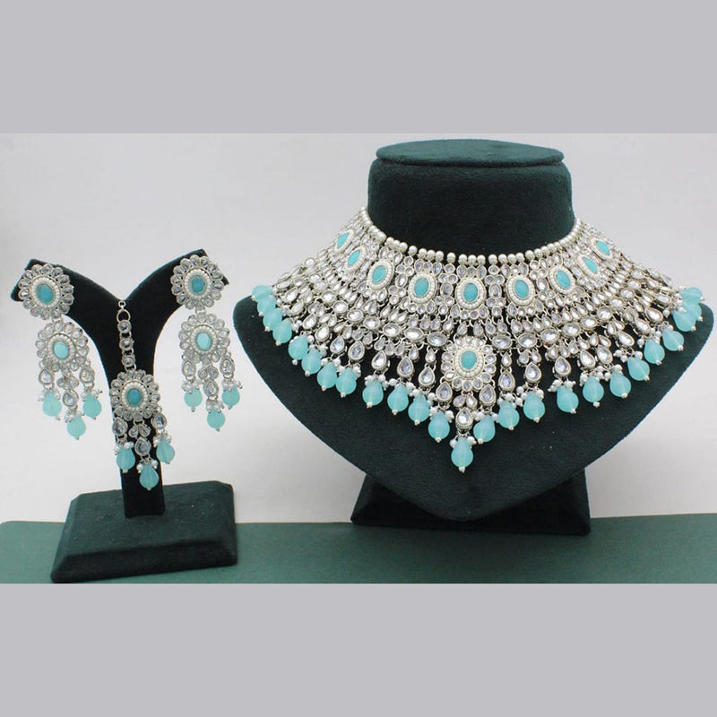 Manisha Jewellery Silver Plated Crystal Choker Necklace Set