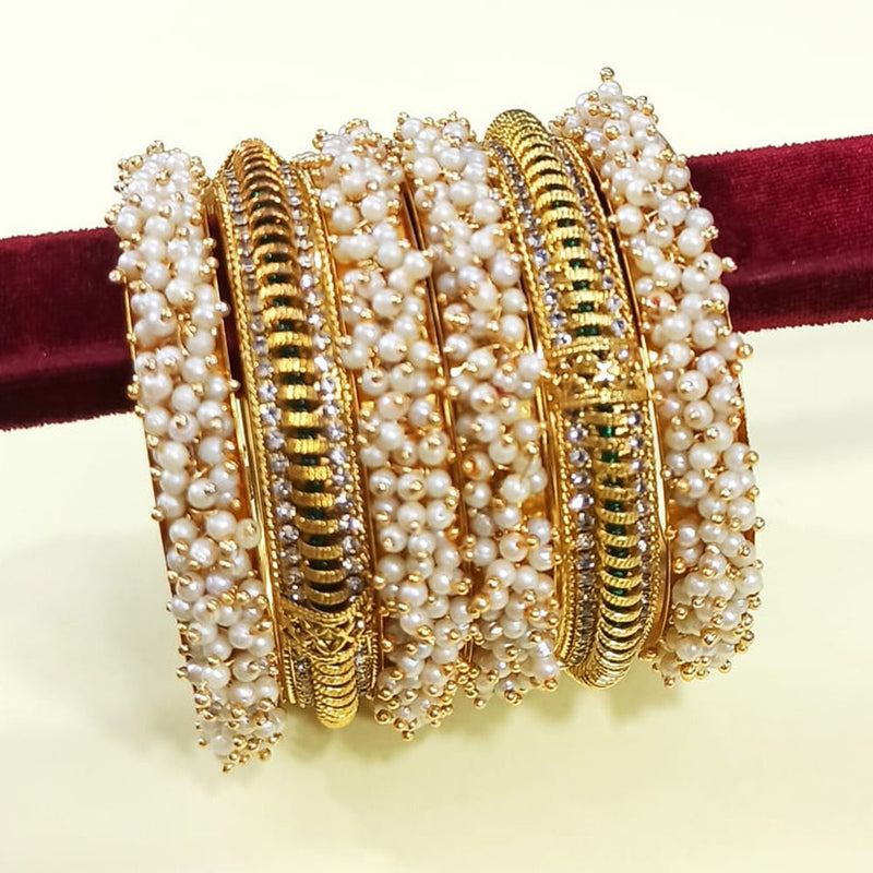 Manisha Jewellery Gold Plated Pearl Bangles Set