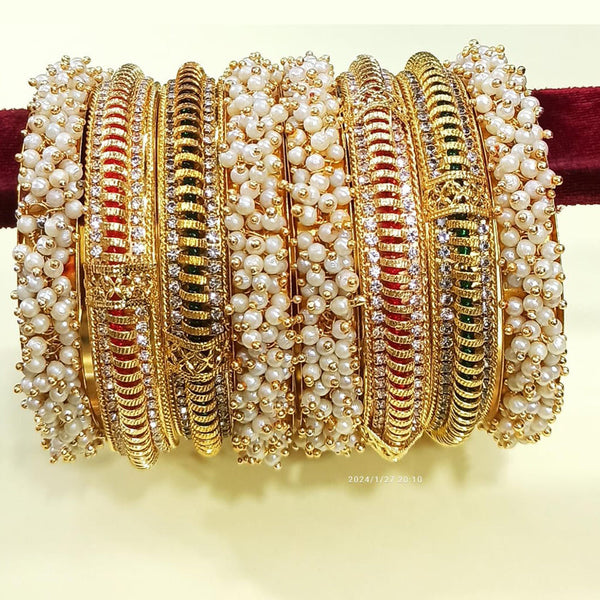 Manisha Jewellery Gold Plated Pearl Bangles Set