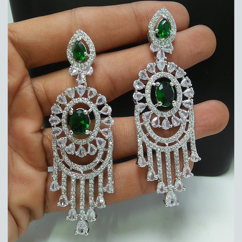 Manisha Jewellery Silver Plated AD Dangler Earrings