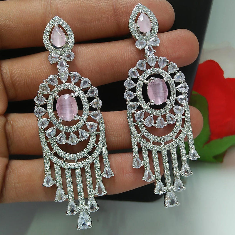 Manisha Jewellery Silver Plated AD Dangler Earrings