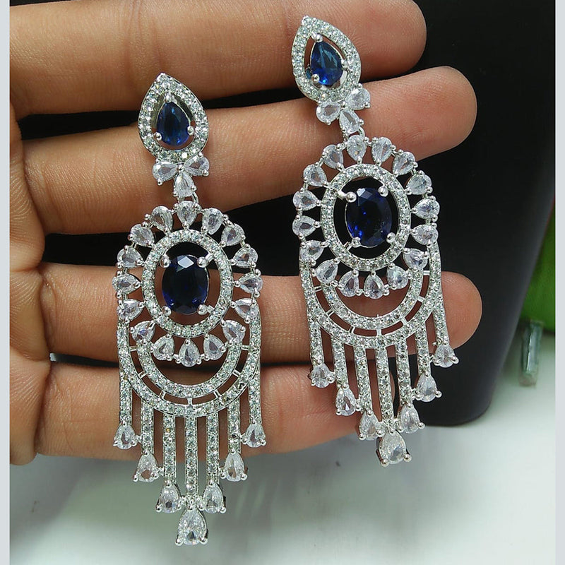 Manisha Jewellery Silver Plated AD Dangler Earrings