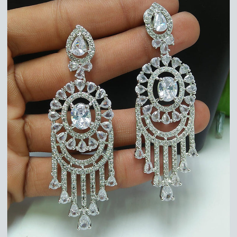 Manisha Jewellery Silver Plated AD Dangler Earrings