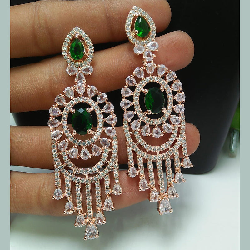 Manisha Jewellery Rose Gold  Plated AD Dangler Earrings