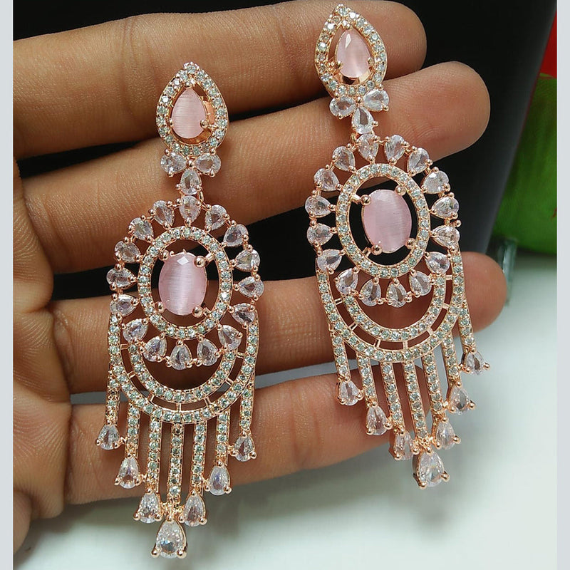 Multi Colored Gemstones Pink Freshwater Dangle Drop Earrings 18K Rose Gold  For Sale at 1stDibs | multiple dangle earrings