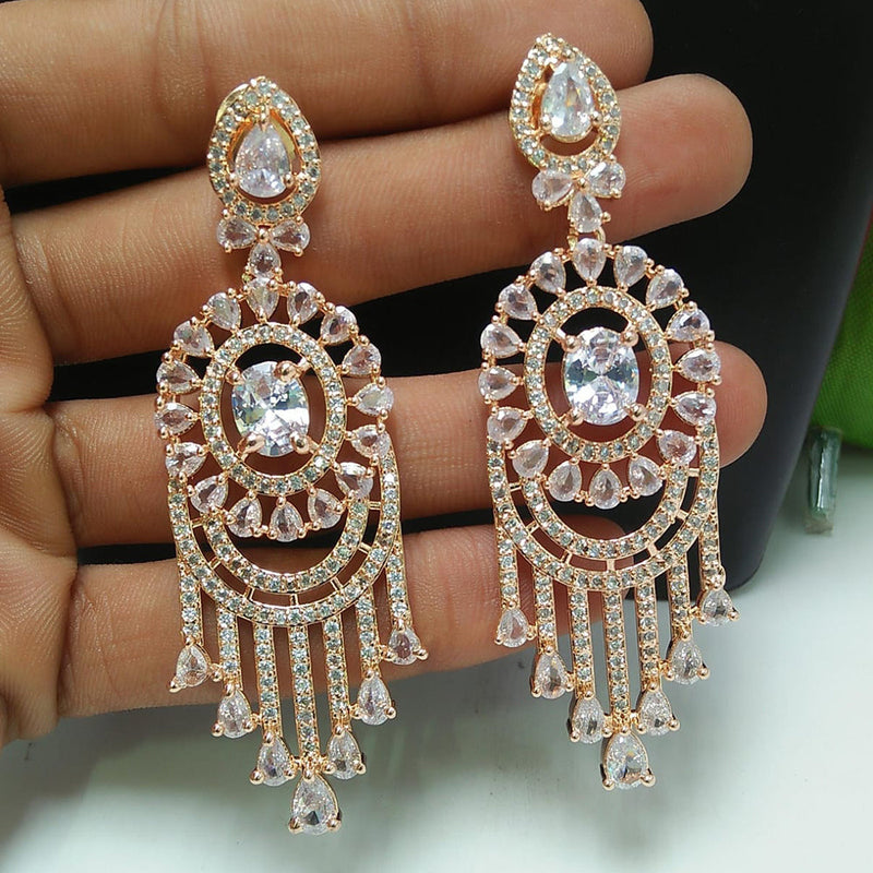 Manisha Jewellery Rose Gold  Plated AD Dangler Earrings