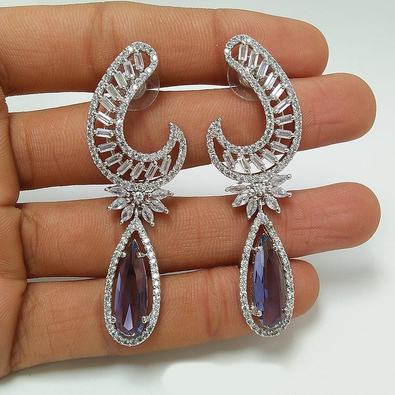 Manisha Jewellery Silver Plated AD Stone Dangler Earrings