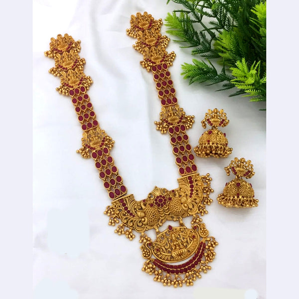 Manisha Jewellery Gold Plated Pota Stone Long Necklace Set