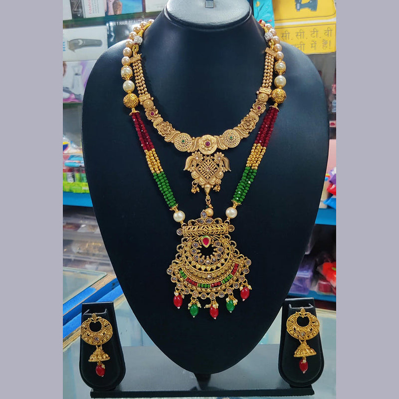 Manisha Jewellery Gold Plated Double Necklace Set