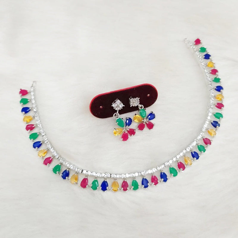 Manisha Jewellery Silver Plated Crystal Stone Necklace Set