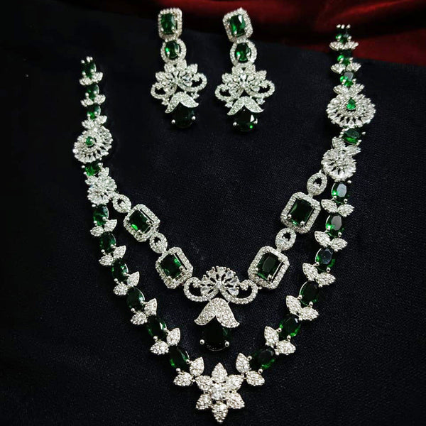 Manisha Jewellery Silver Plated AD Necklace Set