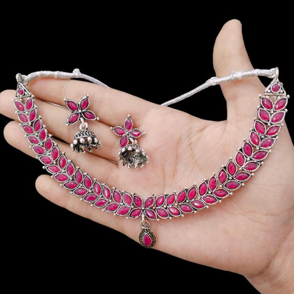 Manisha Jewellery Oxidized Plated Crystal Stone Necklace Set