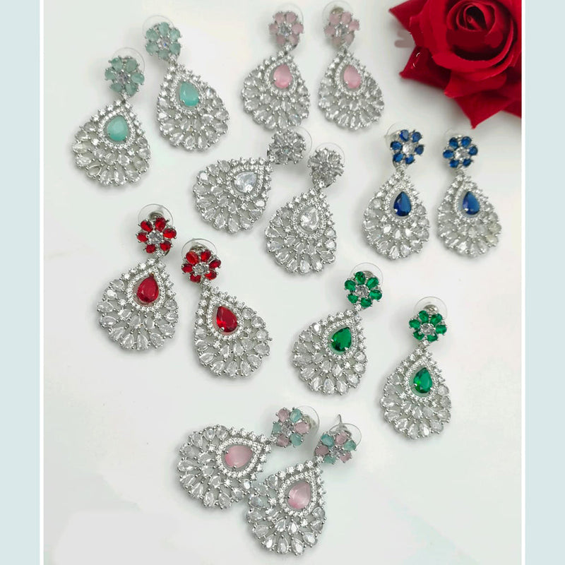 Manisha Jewellery Silver Plated AD Stone Dangler Earrings