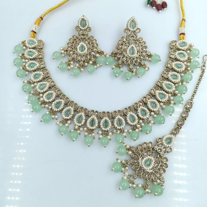 Manisha jewellery Gold Plated Crystal Stone And Pearl Necklace Set