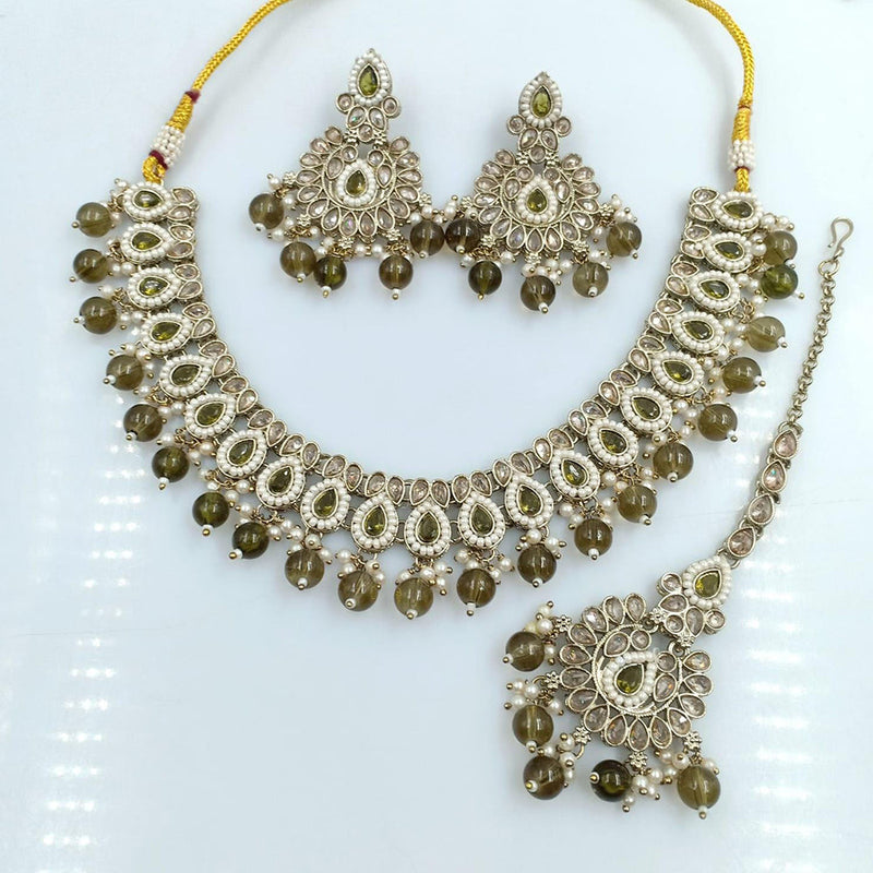 Manisha jewellery Gold Plated Crystal Stone And Pearl Necklace Set
