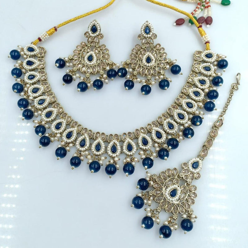 Manisha jewellery Gold Plated Crystal Stone And Pearl Necklace Set